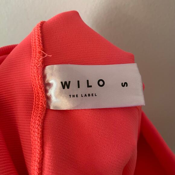 Wilo The Label Women's size Small Pink Orange Ribbed High Rise Leggings Tights - Picture 2 of 11